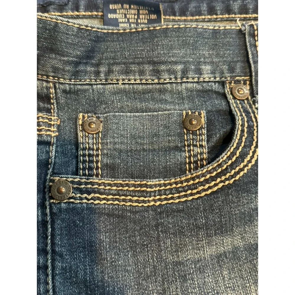 Seven7 Straight Jeans 36x34 Dark Wash Heavy Stitch‎ Western Denim
